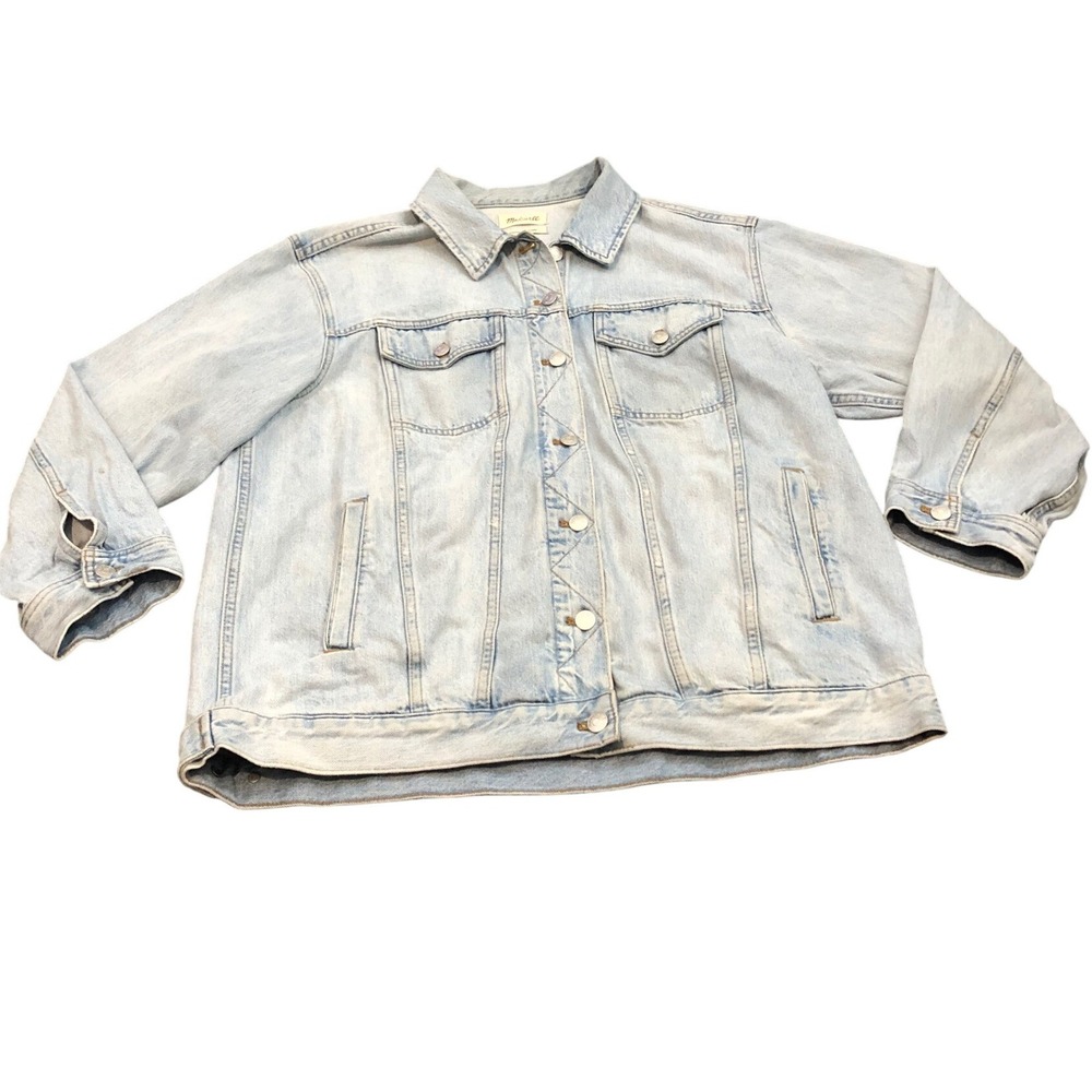 Madewell Oversized Trucker Jacket Womens XL Light Wash Blue Denim NE386 SP22